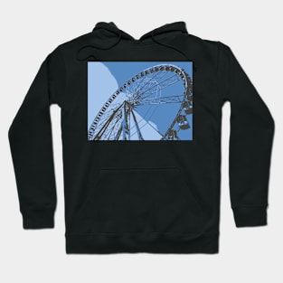 Ferris Wheel silhouette on Blue background Hoodie